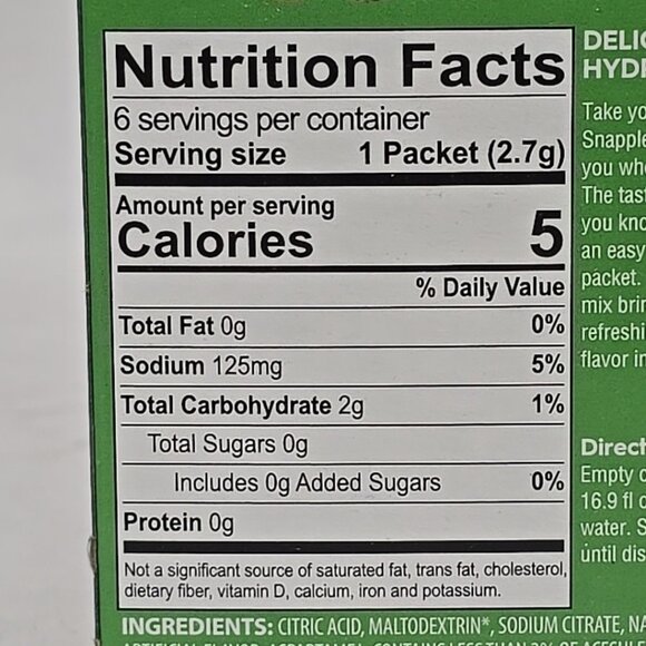 6 PACK 36 COUNT Snapple Kiwi Strawberry Zero Sugar Drink Mix Singles to Go 0.6oz - Picture 5 of 6